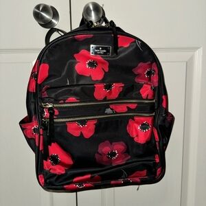 Kate Spade Black and Red Poppy Backpack